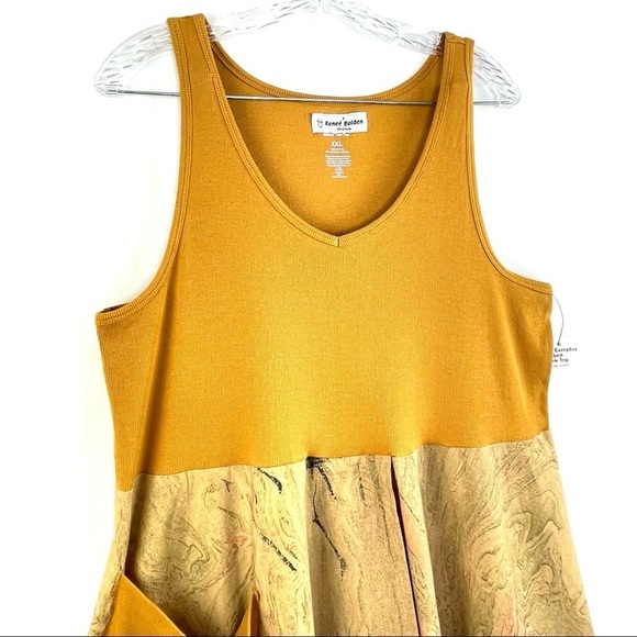 Renee Bolden Handmade Mustard Yellow Tank Tunic Dress Split Front Opening Sz XXL - Picture 2 of 10